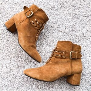 Aquazzura brown suede Cortina disc studded boots